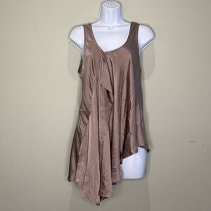 100% silk gray asymmetrical top by IMITATION, size extra small